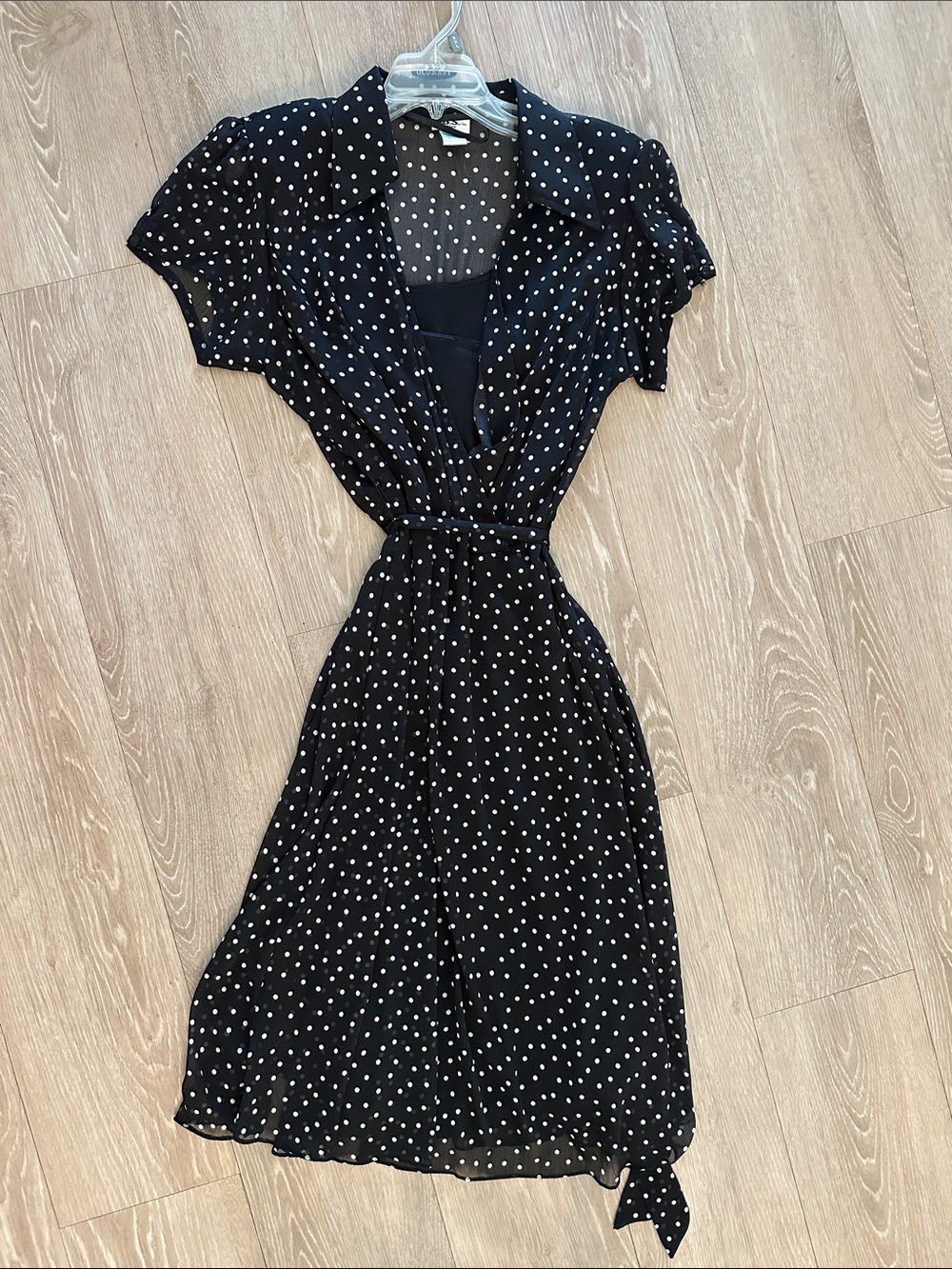 J.B.S. Black Midi Dress with White Polka Dots